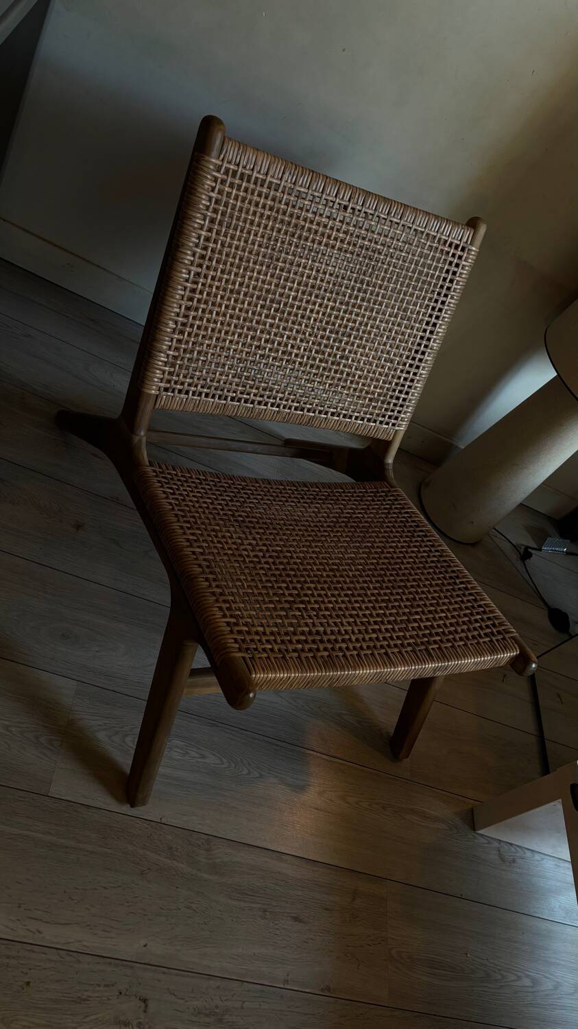 Rattan and wood chair