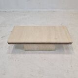 Italian Coffee Table in Travertine and Granite, 1980s