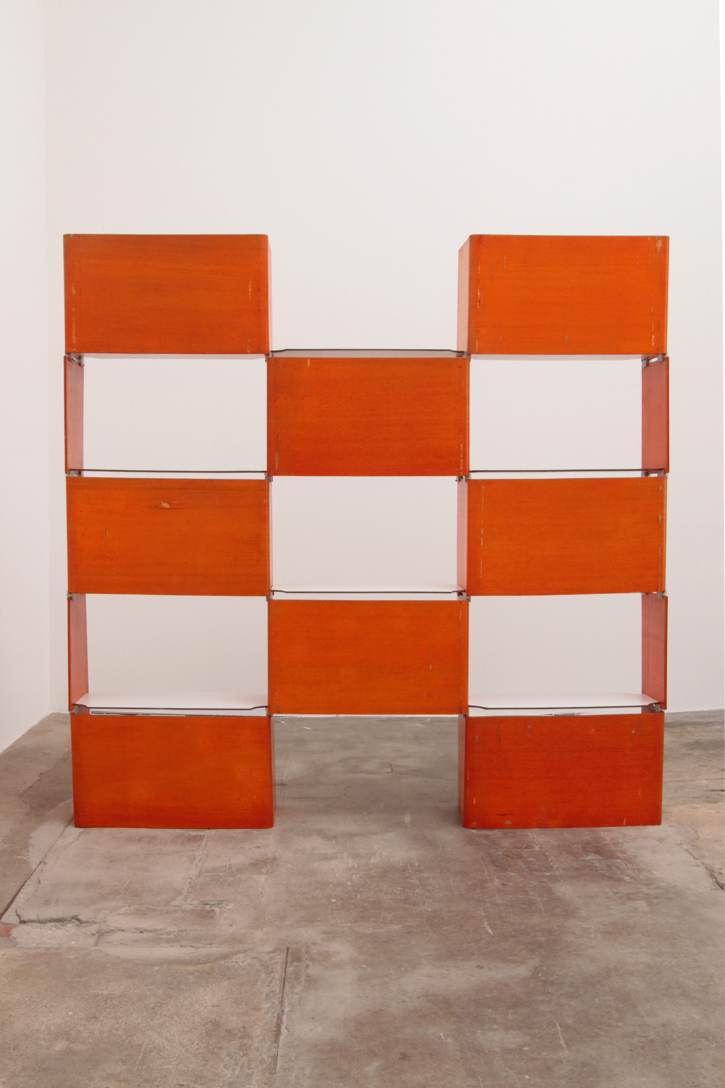 Modular French wall furniture orange made in the 60s.
