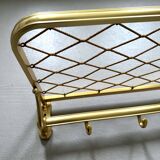 Large mid-century wall coat rack golden