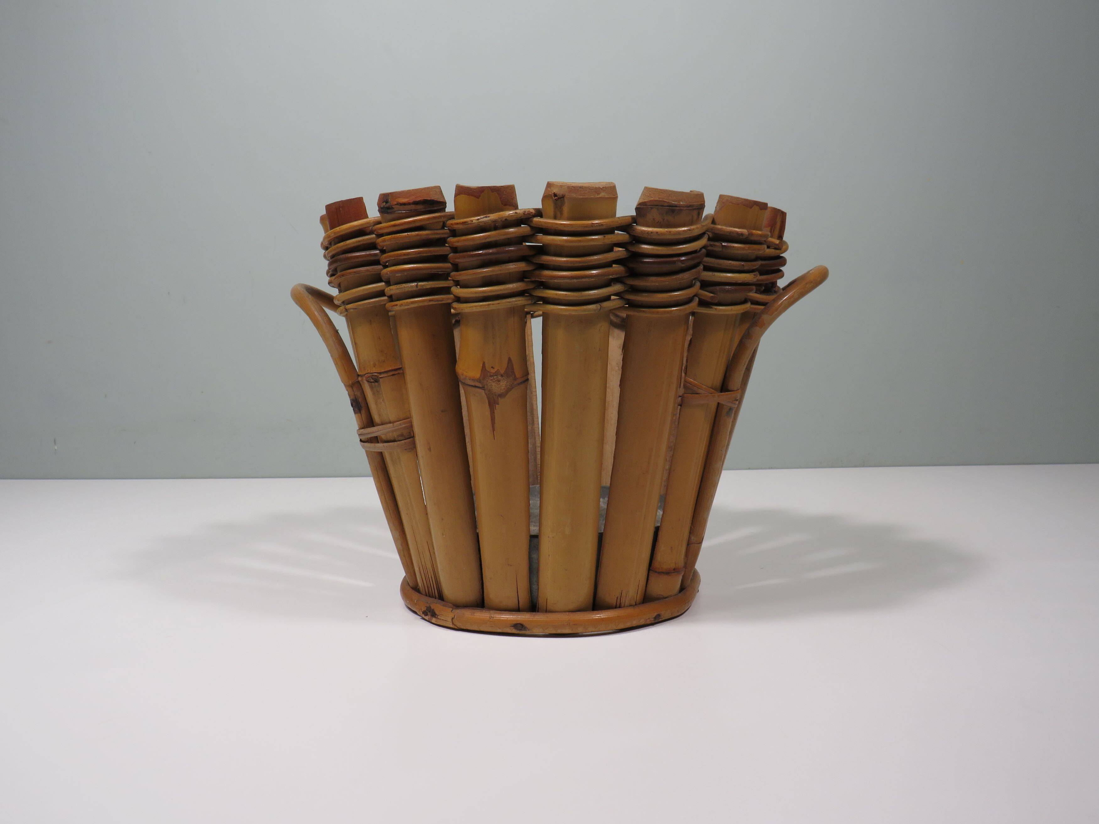 French bamboo pot/planter 1950-1960