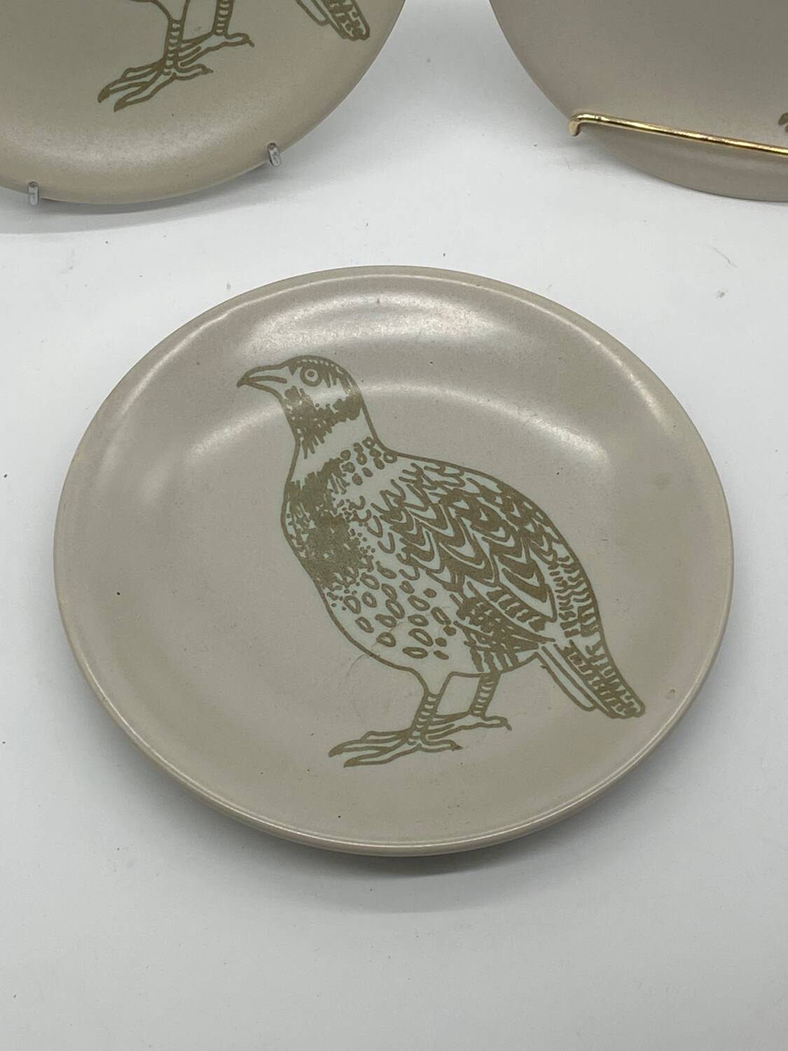 Trio of vintage flat plates, Longchamp, pheasant woodcock