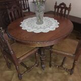 Dining room table with extension and 4 chairs