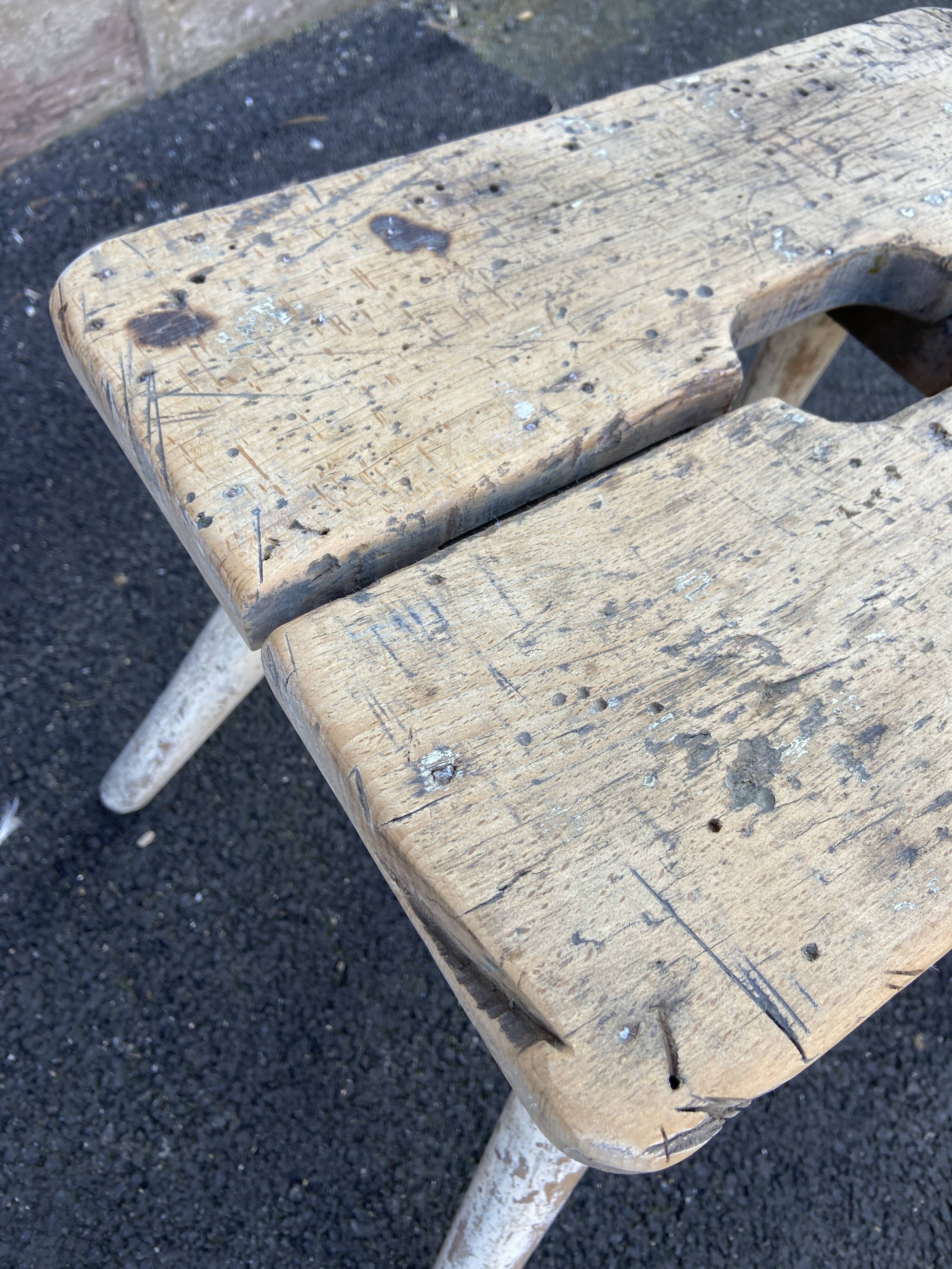 Very old rustic farmhouse stool