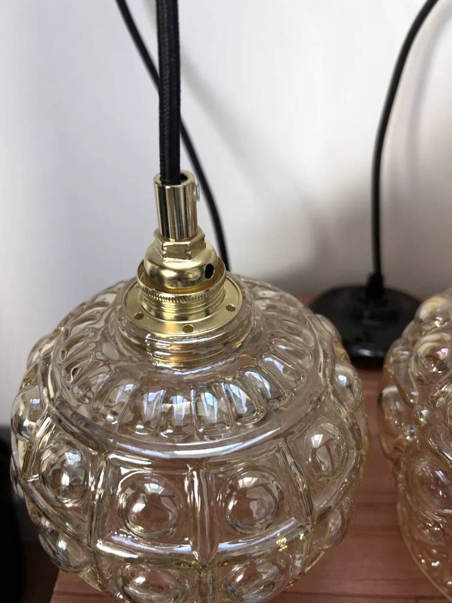 Set of three Scandinavian glass pendant lights