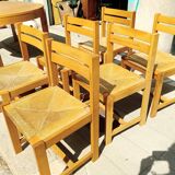 Table et six chaises en orme. Vintage
