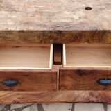 Old elm workbench, elm magnifying glass and oak. Renovated and pampered. 190cm.