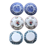 Un lot 6 assiettes plates paires Sarreguemines Lunéville Fleurs Bleu
