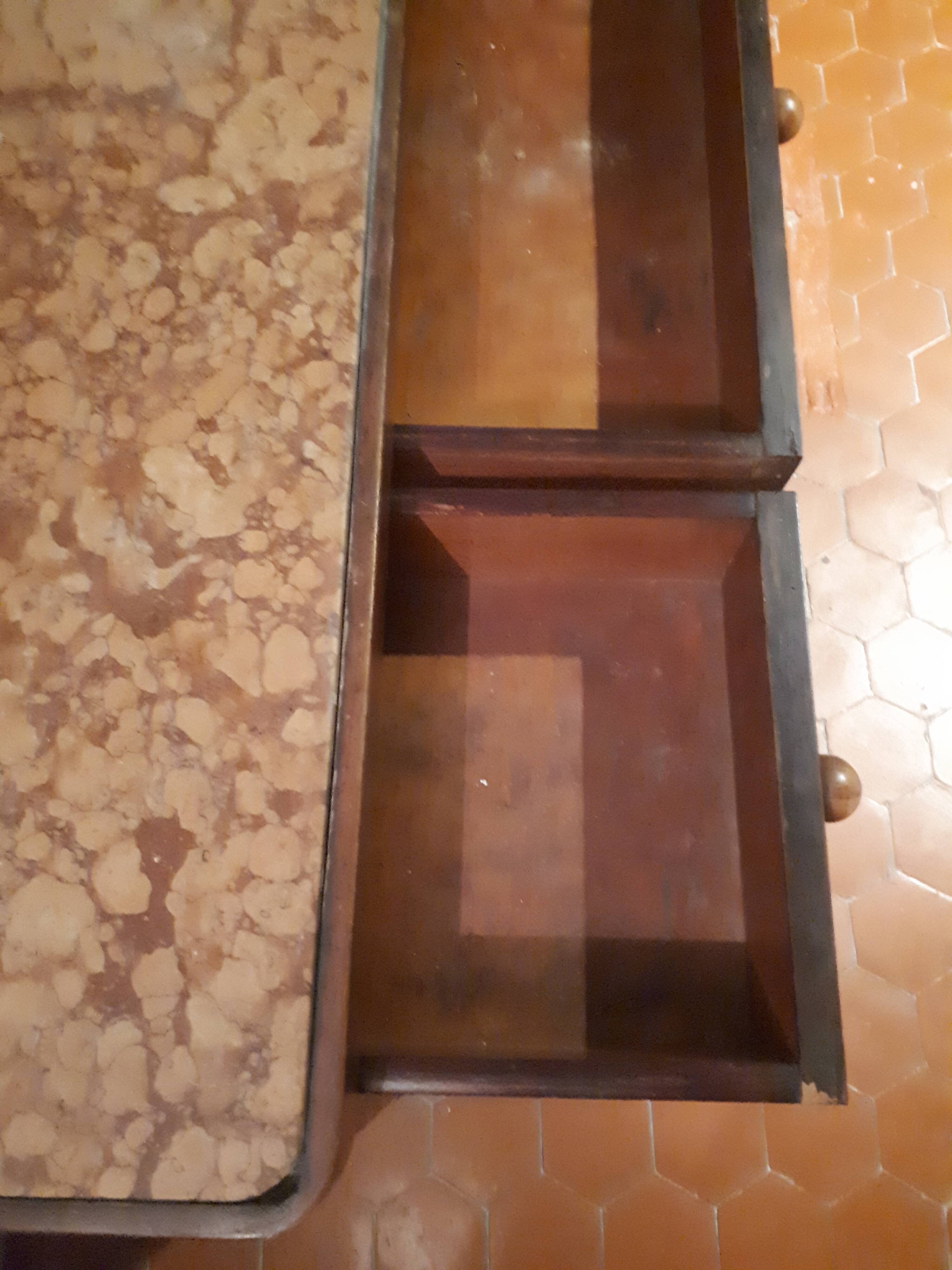 Wooden dressing table Courbet marquetry chevrons art deco Austrian