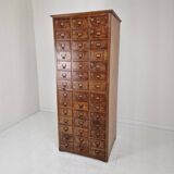 Armoire d'apothicaire ou d'archives industrielle hollandaise en chêne, vers 1900