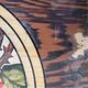 Art deco plateau, signed pola, painted glass, bamboo and rice straw.