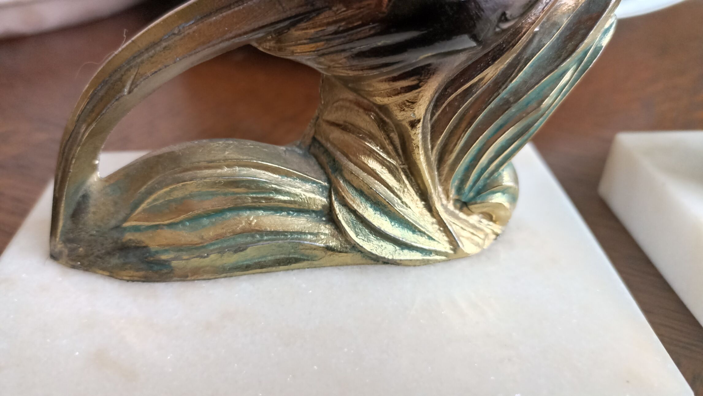 Marble and zinc art bookends - Pheasants