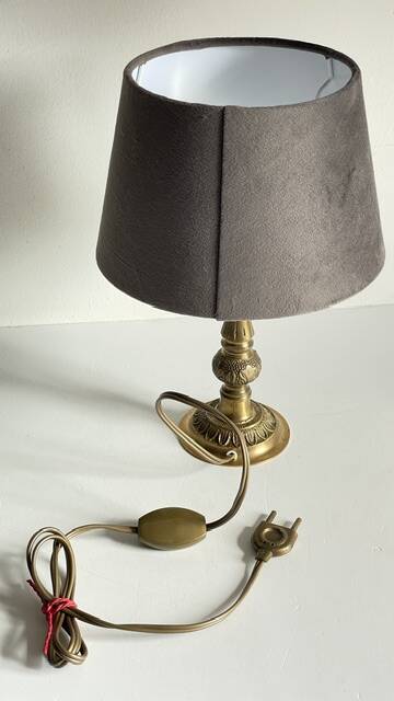 MASSIVE BRASS LAMP and VINTAGE Velvet