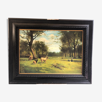 Oil on framed canvas country scene