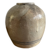 Gray, glazed stoneware ginger jar