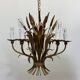 Wheat sheaf leaf gold gilt chandelier, 1960’s