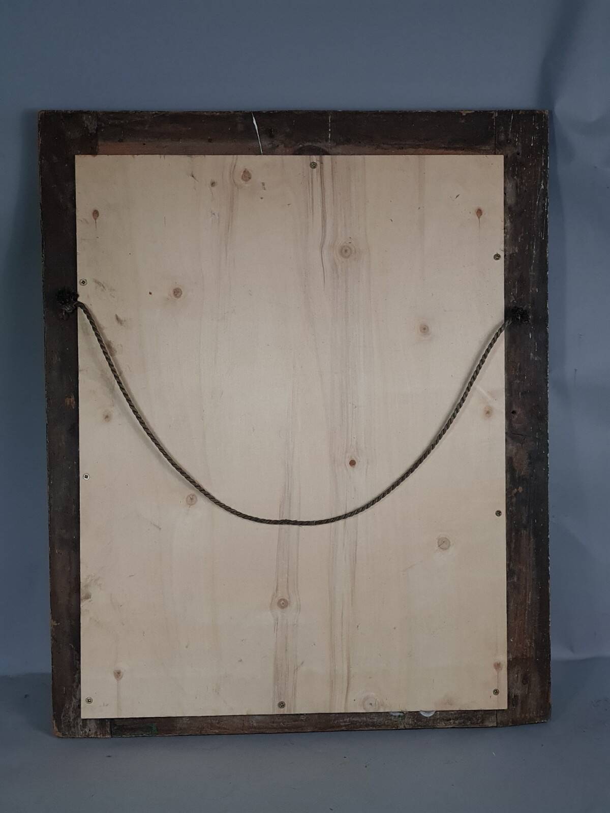 Antique mirror with green and gold stucco wood frame 73x62 cm C626
