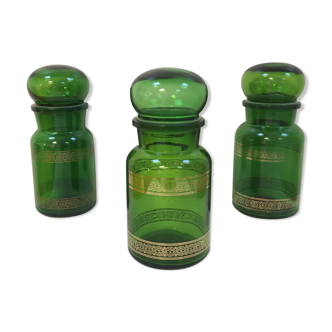 Trio of vintage apothecary style pots