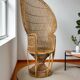 Emmanuelle Vintage Wicker Peacock Lounge Chair