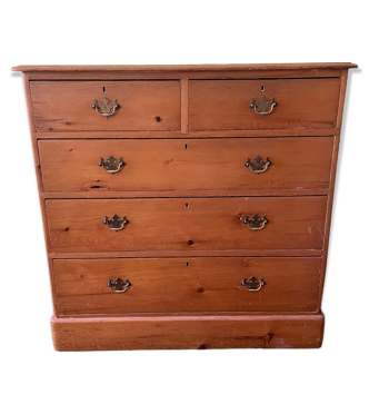 Commode anglaise antique en pin massif, XIXe siècle
