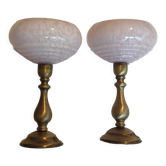Duo of glass lamps of Clichy