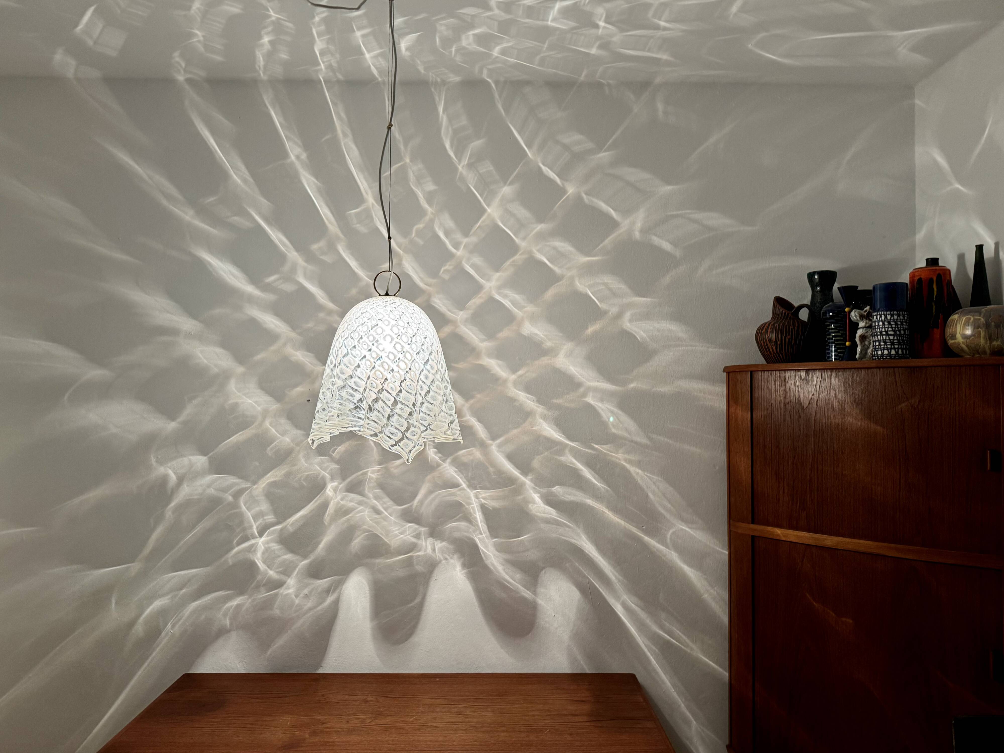 Lampe à Suspension Fazzoletto en Verre de Murano par Paolo Venini