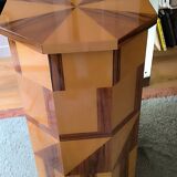 Postmodern octagonal gueridon in sycamore and rosewood, 1980–1990