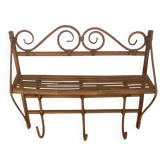 Vintage bamboo and rattan wall coat rack