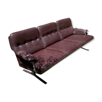 Arne Norell Mid Century Chrome and Leather Sofa