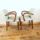 Pair of vintage armchairs in wood and imitation leather