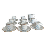 Eight-cup coffee service and creamer, Limoges porcelain, monogrammed