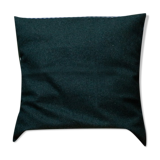 Housse de coussin upcyclée vert foncé en laine 45x45 cm