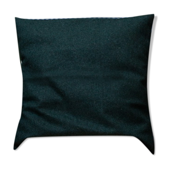 Housse de coussin upcyclée vert foncé en laine 45x45 cm