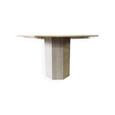 Table octogonale vintage en travertin / table à manger wabisabi
