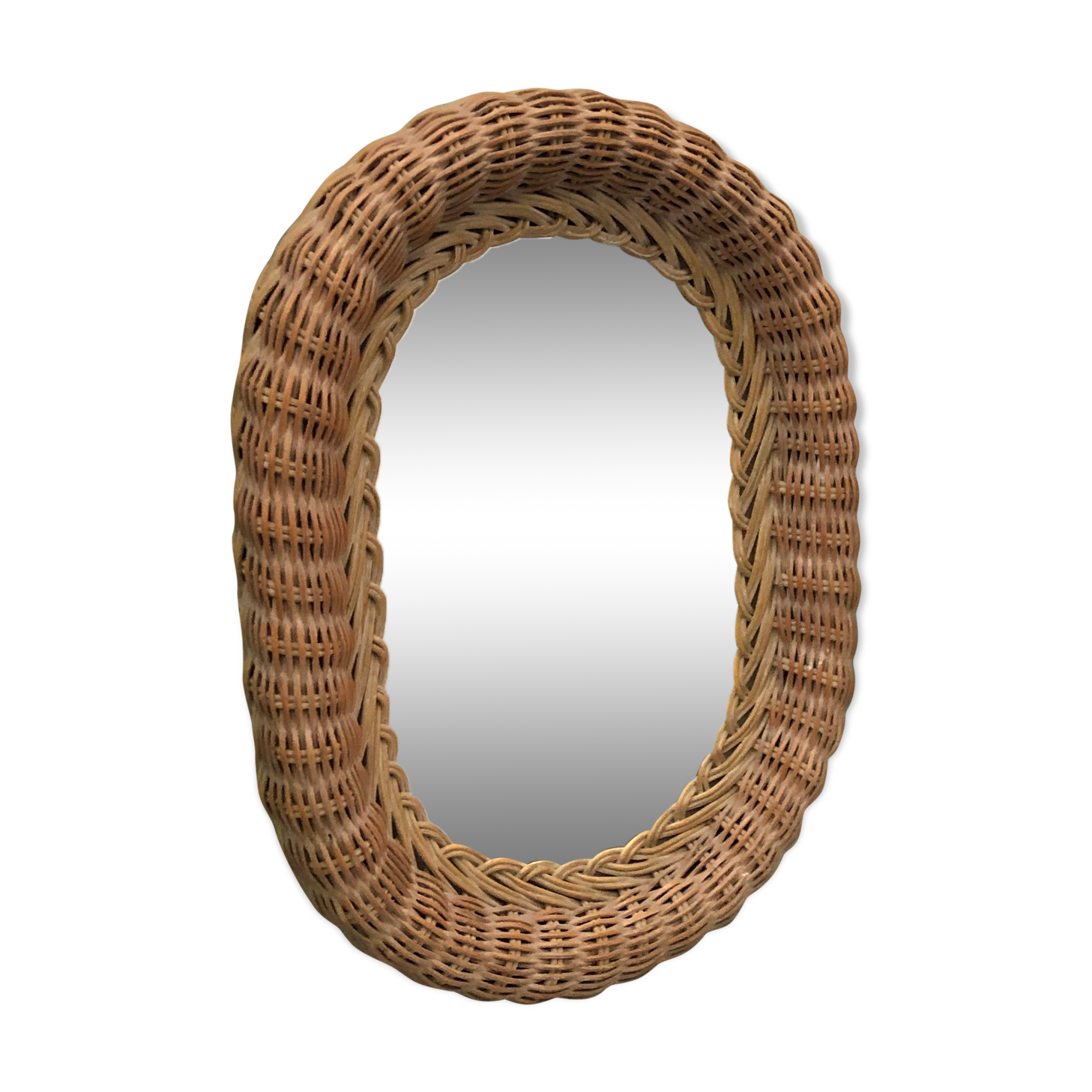 Oval rattan mirror vintage year 60 year 70
