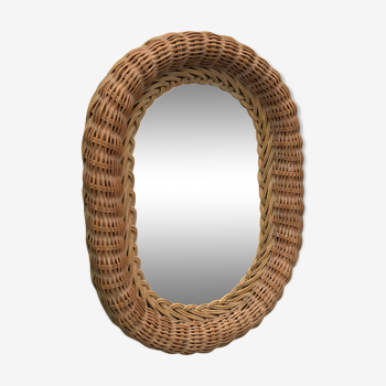 Oval rattan mirror vintage year 60 year 70