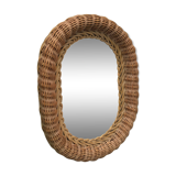 Oval rattan mirror vintage year 60 year 70