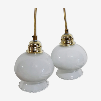 Paire de baladeuses opaline