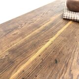 Authentic French farmhouse table from 1890 in solid oak with two drawers.