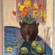 Swedish Oil on Canvas – “Apples and Flowers” – Vintage & Framed