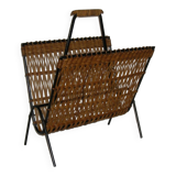 Rattan magazine rack from the 1950s
