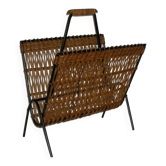 Rattan magazine rack from the 1950s
