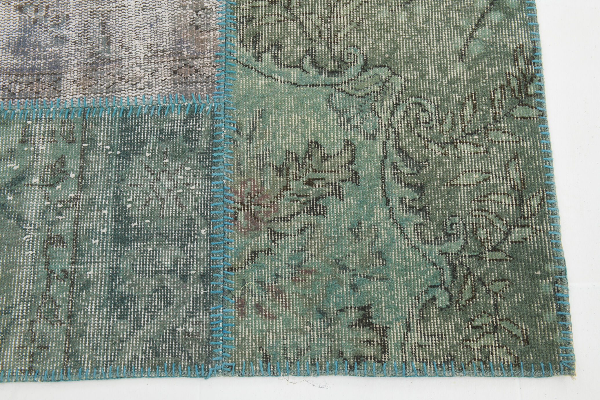7x10 oversize teal green vintage rug 300x207cm