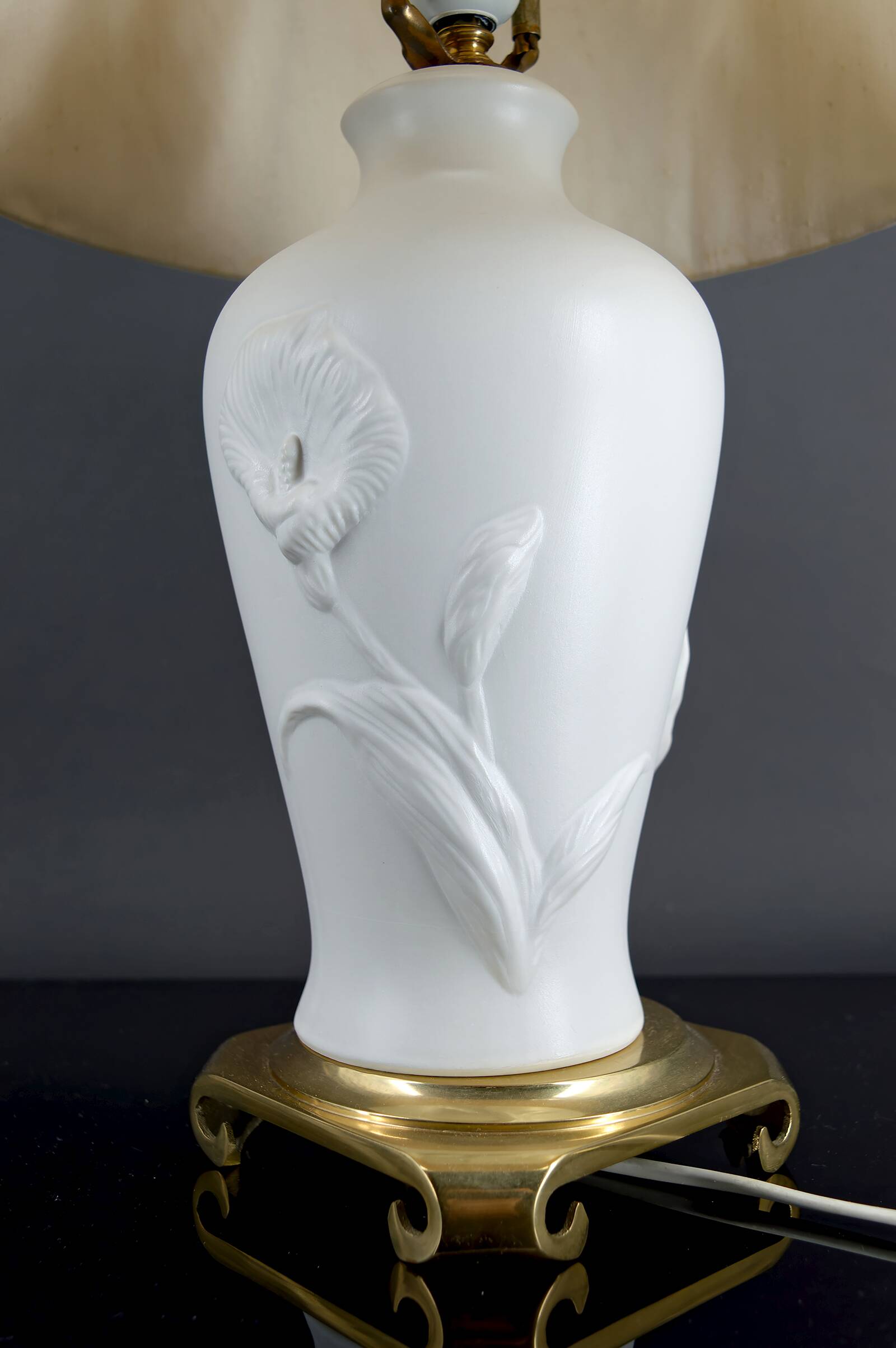 Biscuit porcelain lamp, "Calla Lily", by Nicholas Berbenczy, 1986