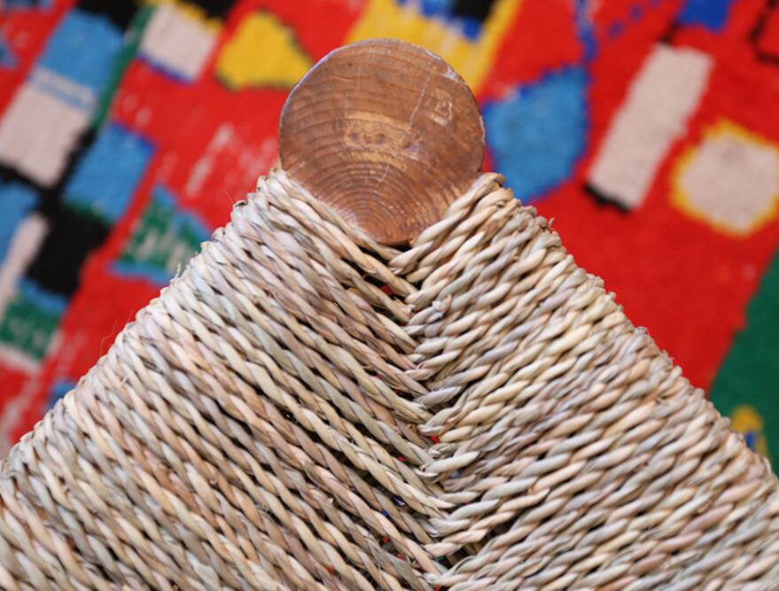 Handmade wood and straw chair in Morocco