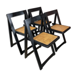 Set of 4 folding chairs caned