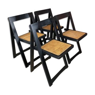 Set of 4 folding chairs caned