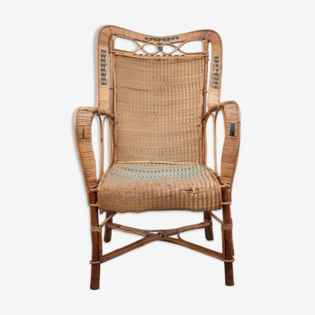 Rattan armchair, vintage wicker armchair, veranda, patio, terrace, 50/60's