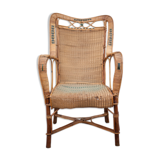 Rattan armchair, vintage wicker armchair, veranda, patio, terrace, 50/60's