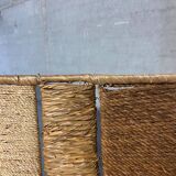 Vintage screen in straw and braided rope